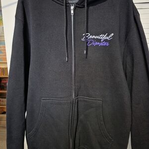 Beautiful Disaster Size 1X Black Zip-Up Hoodie